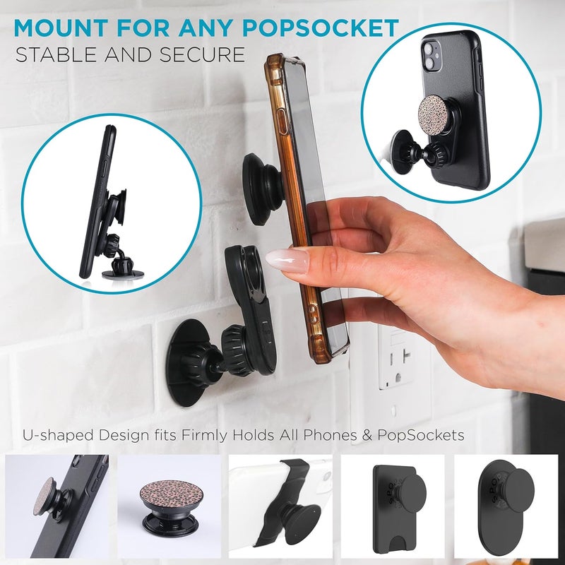 MCCHJoy Desk/Wall Mount for PopSockets (2-Pack) – Strong Adhesive Phone Holder for Desk, Wall, Mirror (Not for Car) – Adjustable Angle, Compatible with All sockets - Image 4